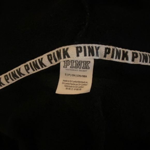 PINK BLACK ZIP FRONT CROPPED HOODIE SIZE SMALL - Picture 2 of 6